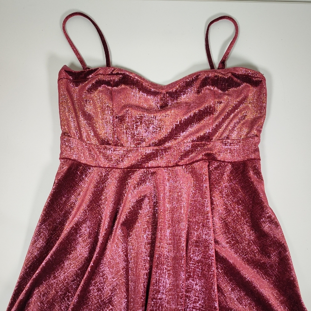 Free‎ People Shattered Shine velvet mini dress berry pink L - Picture 5 of 11